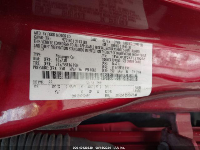 Photo 8 VIN: 1FADP3F2XFL219262 - FORD FOCUS 