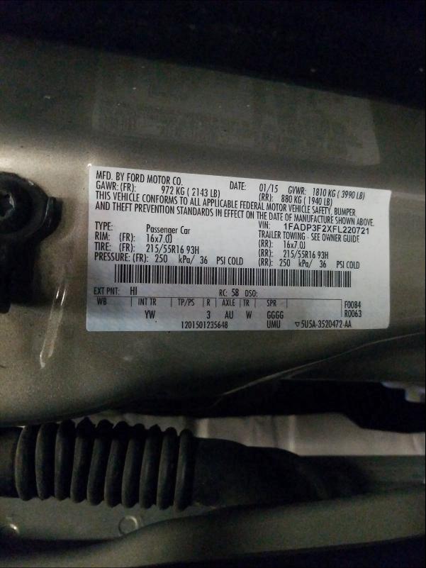 Photo 9 VIN: 1FADP3F2XFL220721 - FORD FOCUS SE 