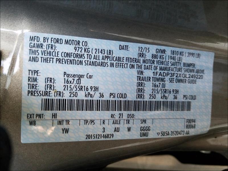 Photo 9 VIN: 1FADP3F2XGL249220 - FORD FOCUS SE 