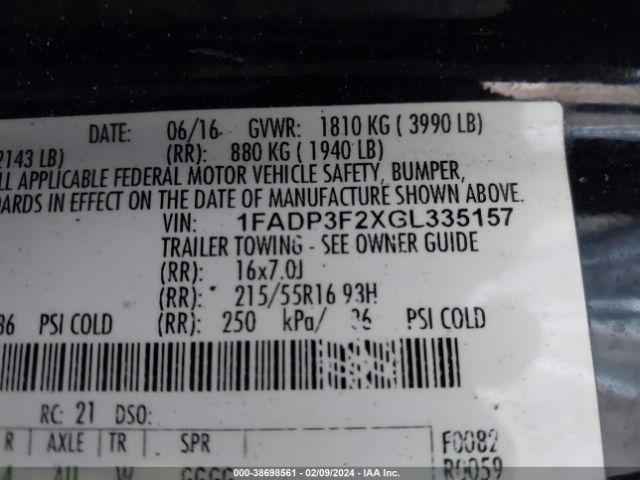 Photo 8 VIN: 1FADP3F2XGL335157 - FORD FOCUS 