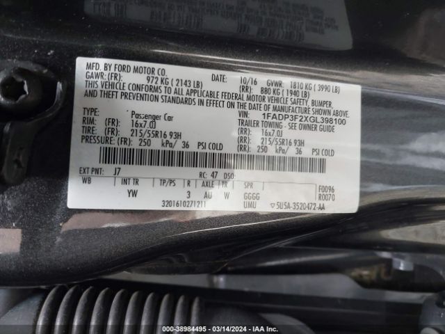 Photo 8 VIN: 1FADP3F2XGL398100 - FORD FOCUS 