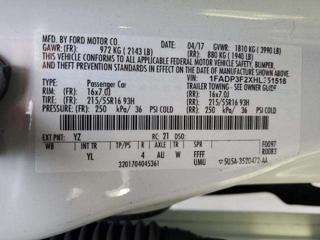 Photo 11 VIN: 1FADP3F2XHL251518 - FORD FOCUS 