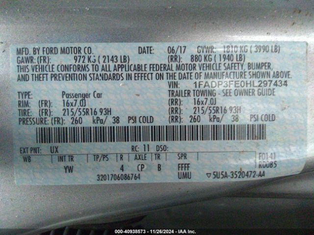 Photo 8 VIN: 1FADP3FE0HL297434 - FORD FOCUS 