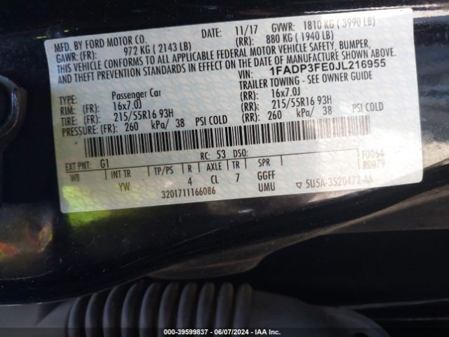 Photo 8 VIN: 1FADP3FE0JL216955 - FORD FOCUS 