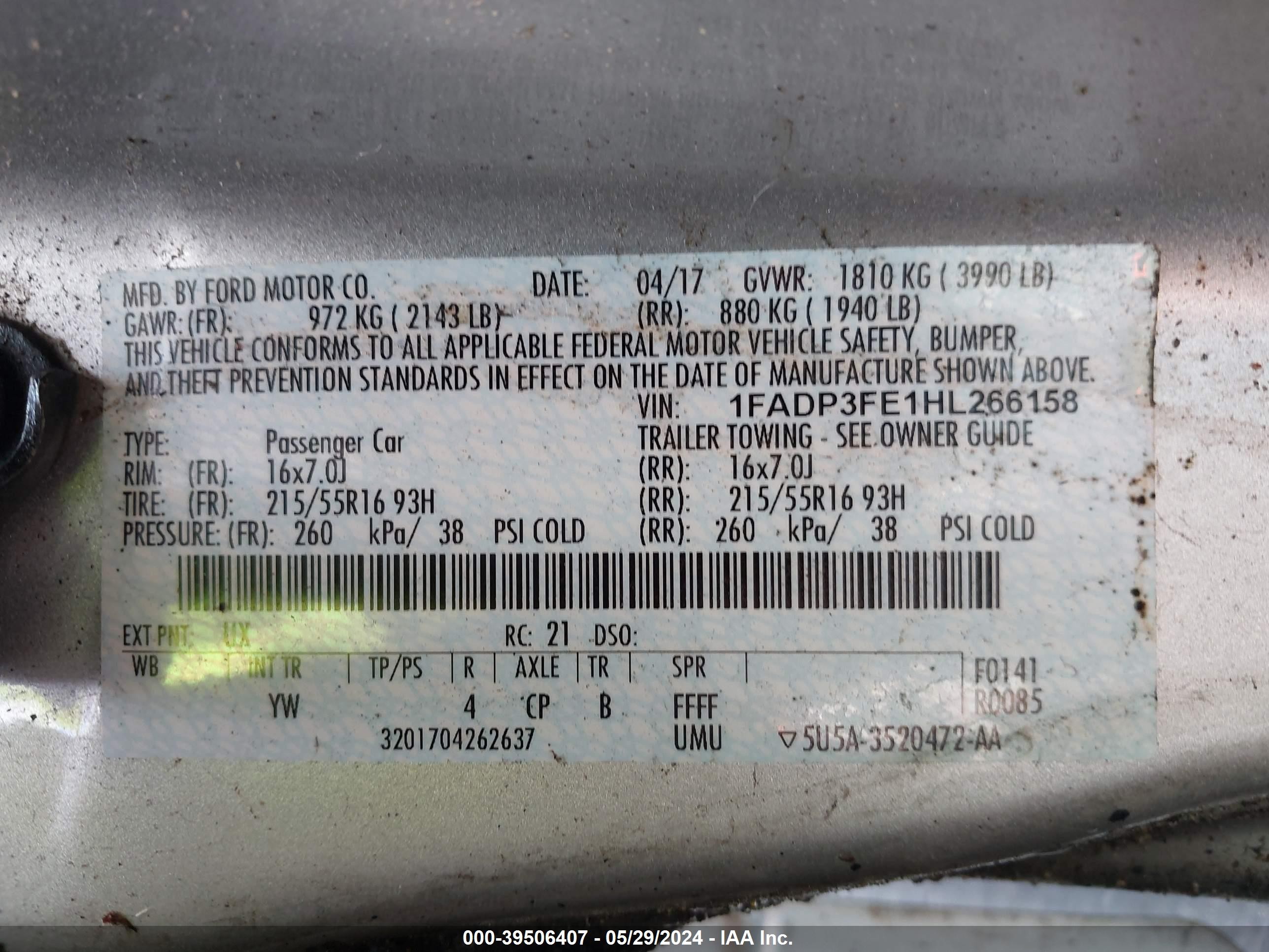 Photo 8 VIN: 1FADP3FE1HL266158 - FORD FOCUS 