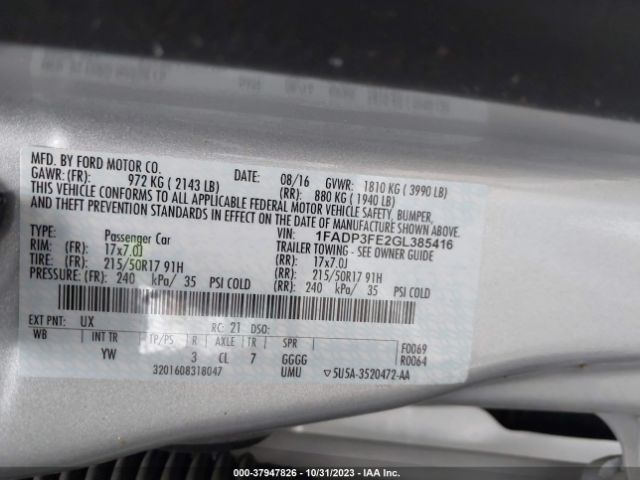 Photo 8 VIN: 1FADP3FE2GL385416 - FORD FOCUS 