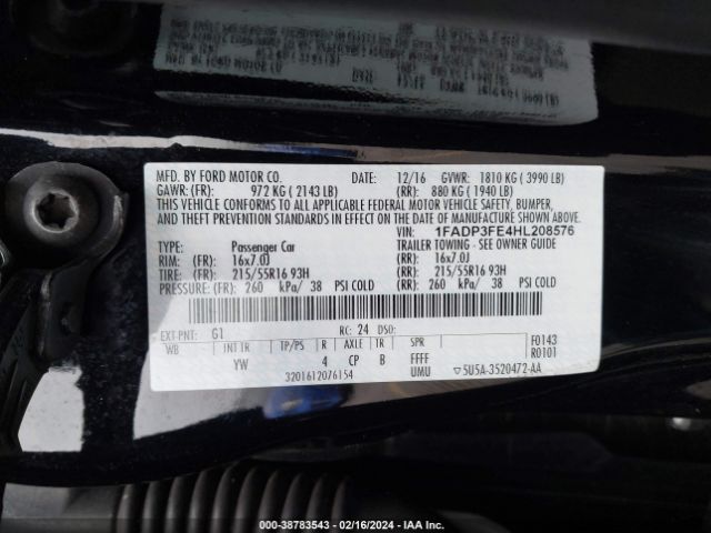 Photo 8 VIN: 1FADP3FE4HL208576 - FORD FOCUS 