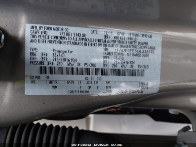 Photo 8 VIN: 1FADP3FE5GL228379 - FORD FOCUS 