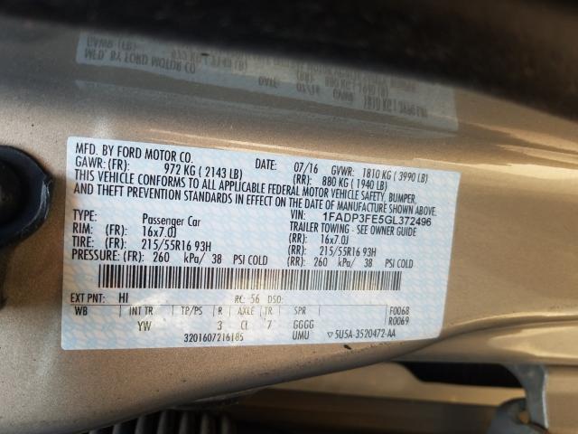 Photo 9 VIN: 1FADP3FE5GL372496 - FORD FOCUS SE 