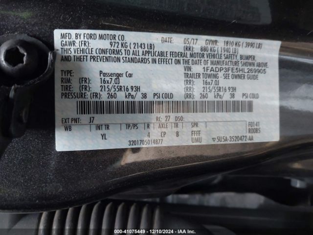 Photo 8 VIN: 1FADP3FE5HL269905 - FORD FOCUS 