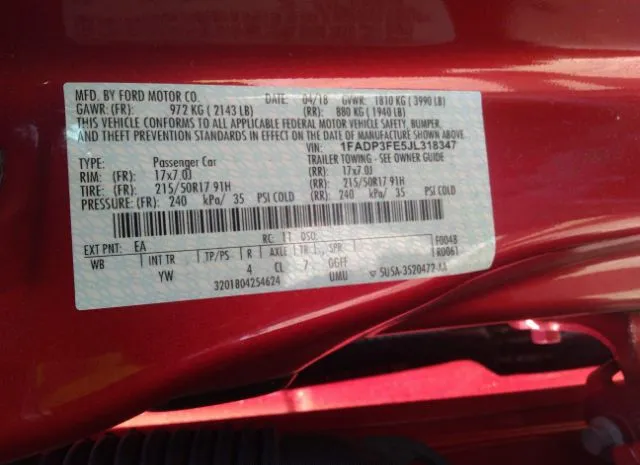 Photo 8 VIN: 1FADP3FE5JL318347 - FORD FOCUS 