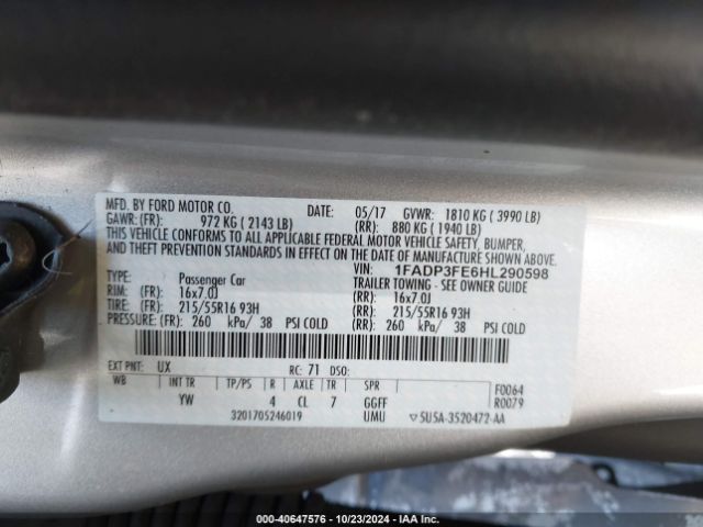 Photo 8 VIN: 1FADP3FE6HL290598 - FORD FOCUS 