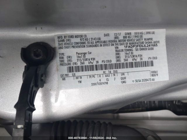 Photo 8 VIN: 1FADP3FE6JL241665 - FORD FOCUS 