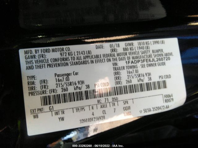 Photo 8 VIN: 1FADP3FE6JL260720 - FORD FOCUS 