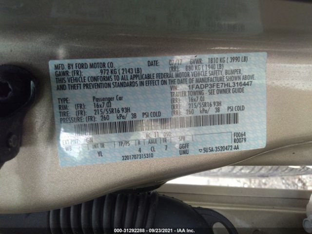 Photo 8 VIN: 1FADP3FE7HL316447 - FORD FOCUS 