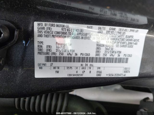 Photo 8 VIN: 1FADP3FE8FL286145 - FORD FOCUS 