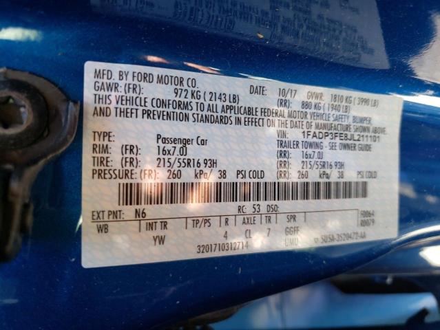 Photo 9 VIN: 1FADP3FE8JL211101 - FORD FOCUS SE 