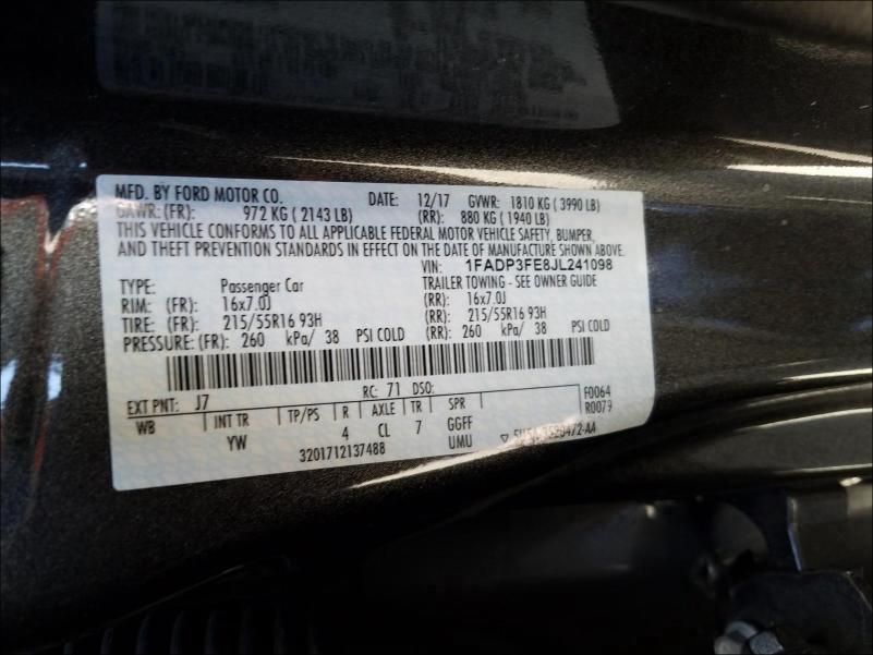 Photo 9 VIN: 1FADP3FE8JL241098 - FORD FOCUS SE 