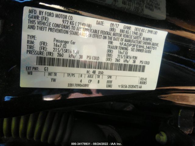 Photo 8 VIN: 1FADP3FE9HL340751 - FORD FOCUS 