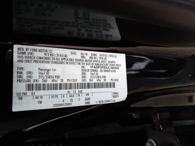 Photo 9 VIN: 1FADP3FE9JL306640 - FORD FOCUS SE 