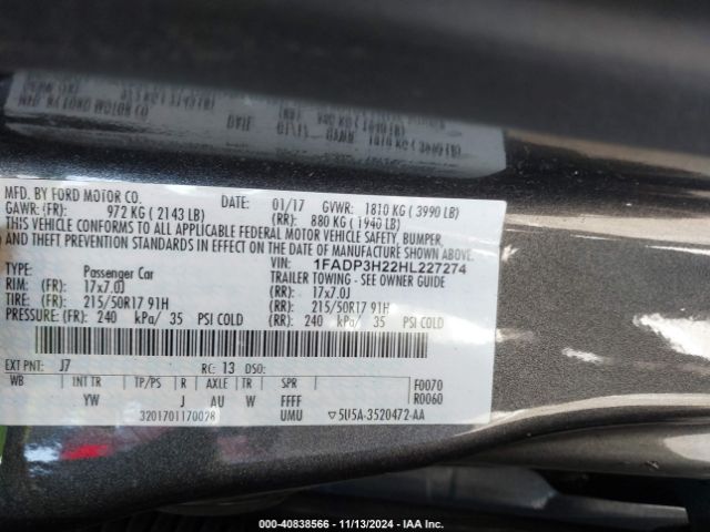 Photo 8 VIN: 1FADP3H22HL227274 - FORD FOCUS 