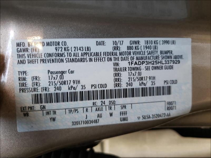 Photo 9 VIN: 1FADP3H25HL337929 - FORD FOCUS SEL 