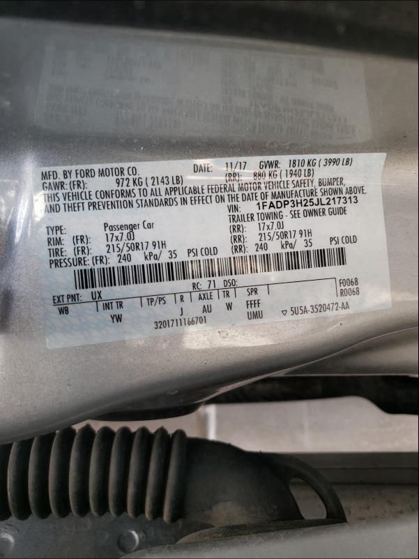 Photo 9 VIN: 1FADP3H25JL217313 - FORD FOCUS SEL 