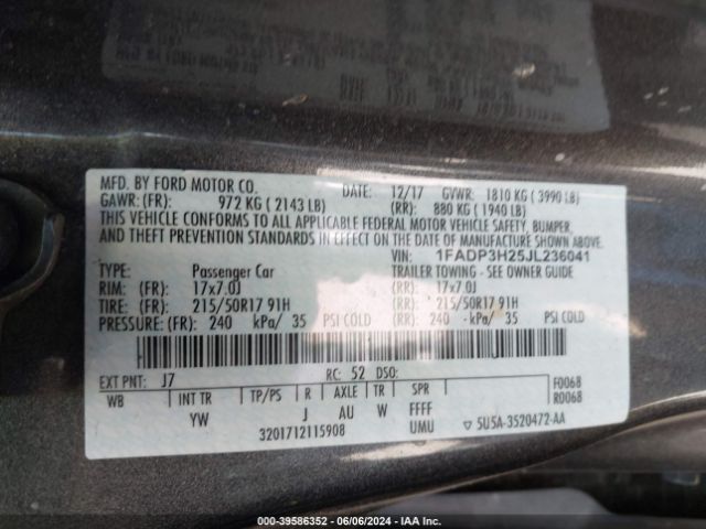 Photo 8 VIN: 1FADP3H25JL236041 - FORD FOCUS 