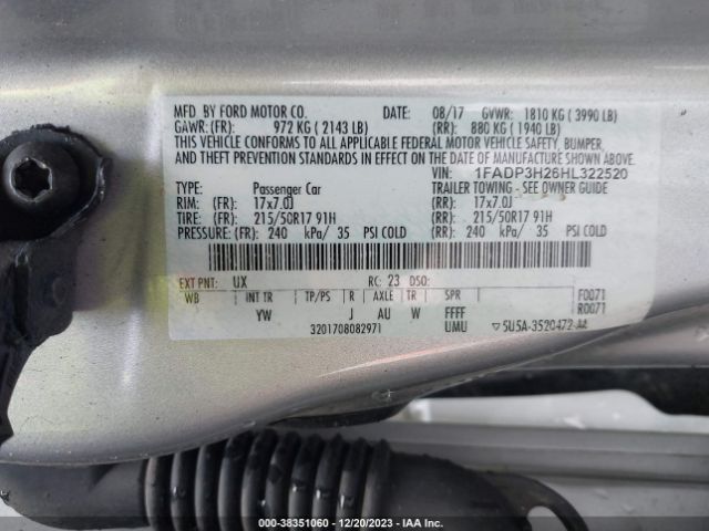 Photo 8 VIN: 1FADP3H26HL322520 - FORD FOCUS 