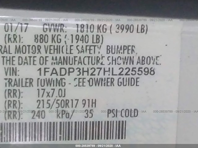 Photo 8 VIN: 1FADP3H27HL225598 - FORD FOCUS 