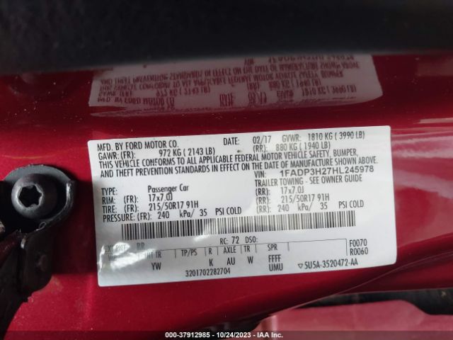 Photo 8 VIN: 1FADP3H27HL245978 - FORD FOCUS 