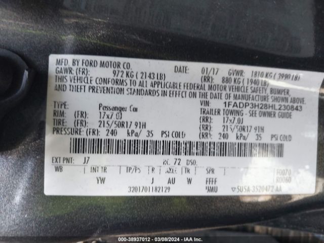 Photo 8 VIN: 1FADP3H28HL230843 - FORD FOCUS 