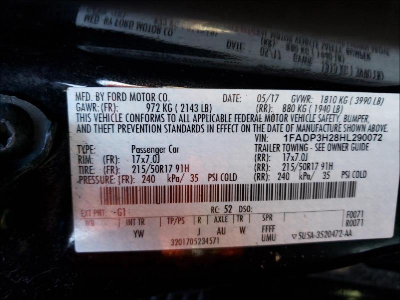 Photo 9 VIN: 1FADP3H28HL290072 - FORD FOCUS SEL 