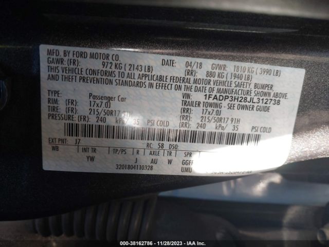 Photo 8 VIN: 1FADP3H28JL312738 - FORD FOCUS 