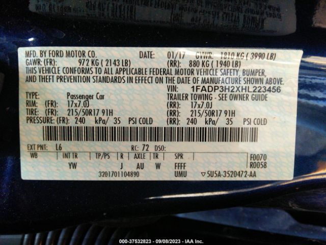 Photo 8 VIN: 1FADP3H2XHL223456 - FORD FOCUS 