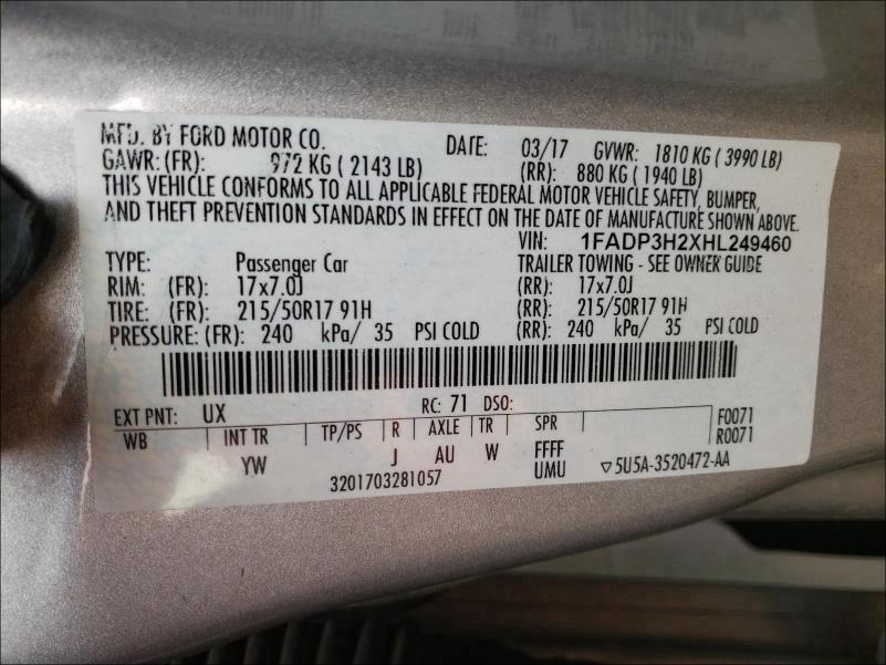 Photo 9 VIN: 1FADP3H2XHL249460 - FORD FOCUS SEL 