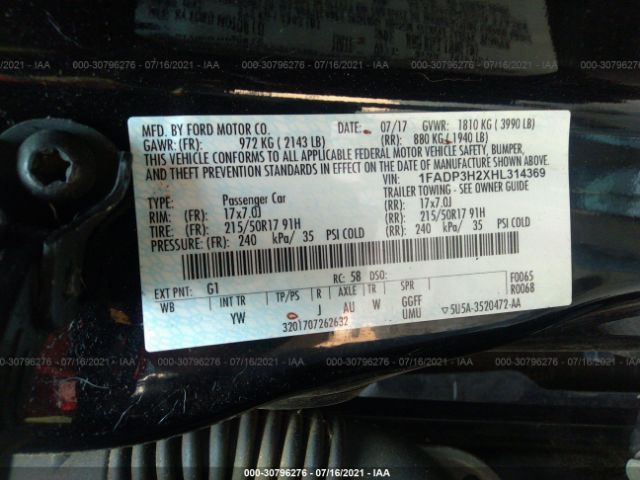 Photo 8 VIN: 1FADP3H2XHL314369 - FORD FOCUS 