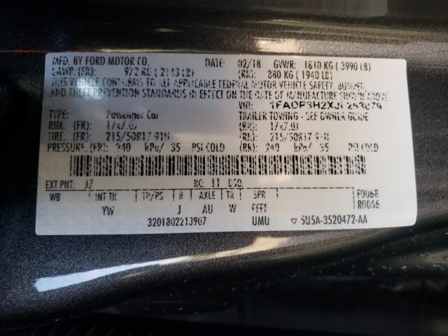 Photo 9 VIN: 1FADP3H2XJL263879 - FORD FOCUS 