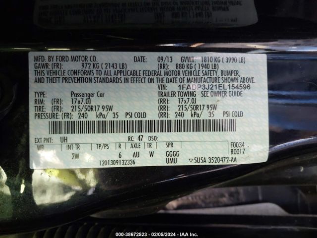 Photo 8 VIN: 1FADP3J21EL154596 - FORD FOCUS 