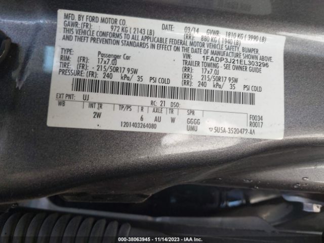 Photo 8 VIN: 1FADP3J21EL303296 - FORD FOCUS 