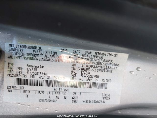 Photo 8 VIN: 1FADP3J21HL288237 - FORD FOCUS 