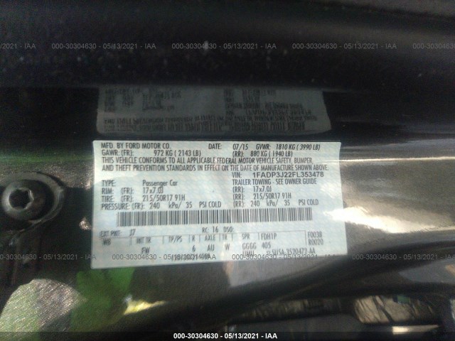 Photo 8 VIN: 1FADP3J22FL353478 - FORD FOCUS 