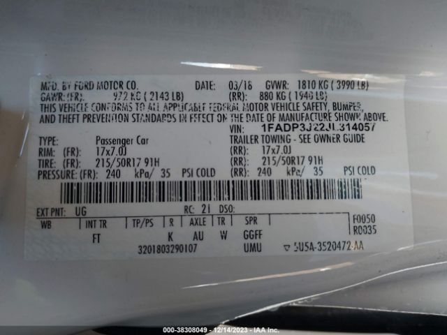 Photo 8 VIN: 1FADP3J22JL314057 - FORD FOCUS 