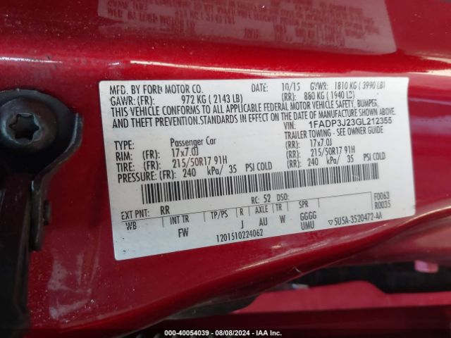 Photo 8 VIN: 1FADP3J23GL212355 - FORD FOCUS 