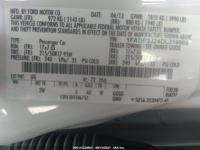 Photo 8 VIN: 1FADP3J24DL319569 - FORD FOCUS 