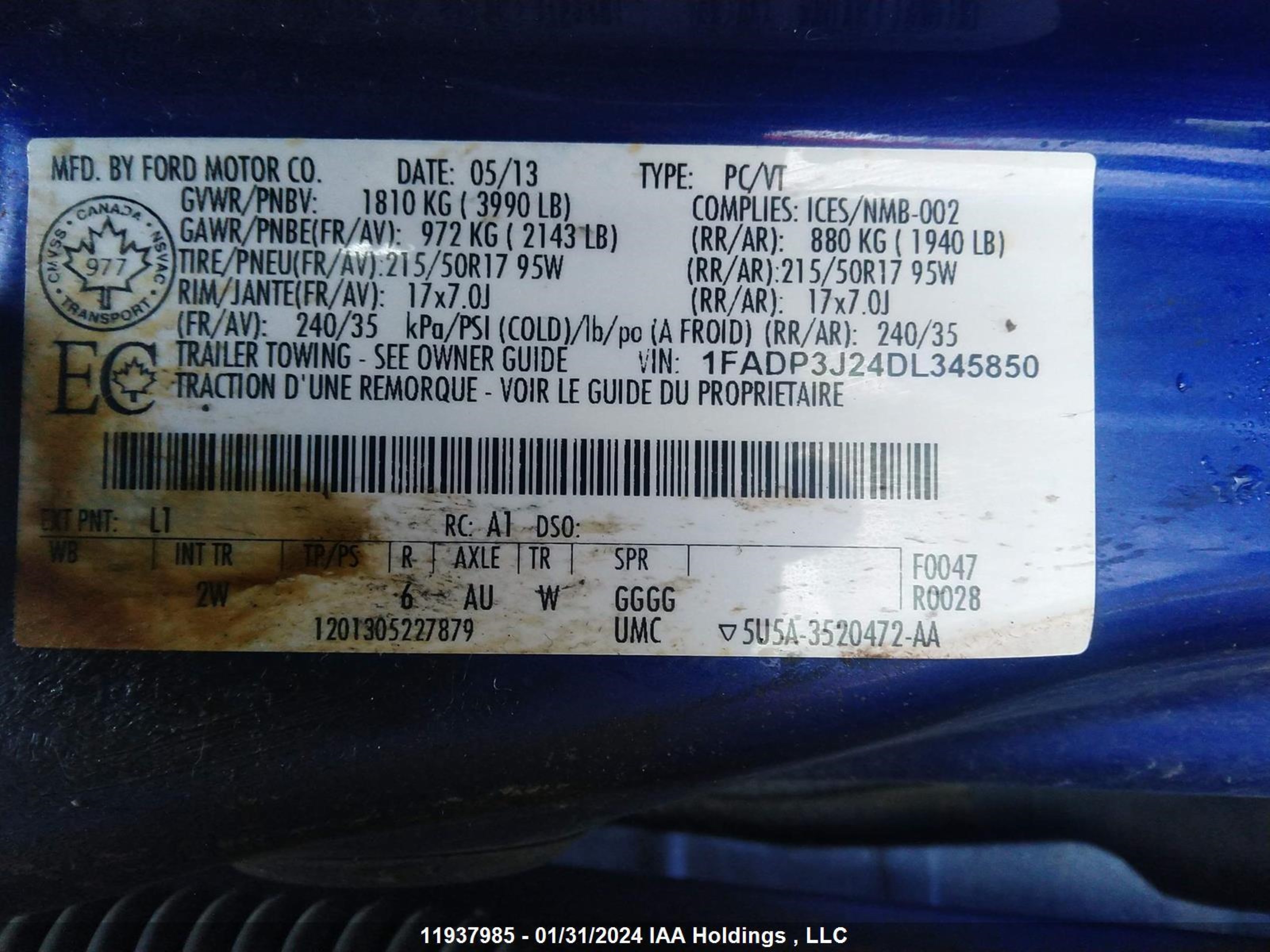 Photo 8 VIN: 1FADP3J24DL345850 - FORD FOCUS 