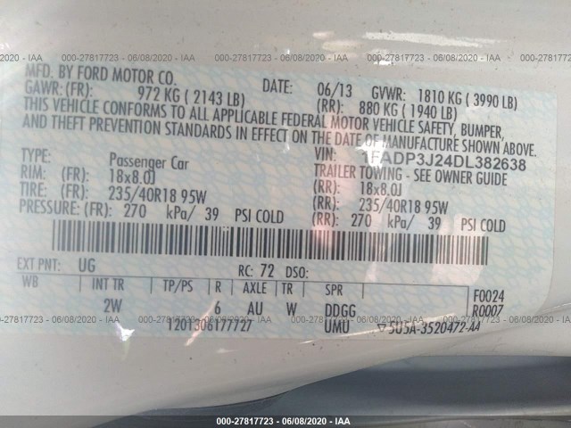 Photo 8 VIN: 1FADP3J24DL382638 - FORD FOCUS 