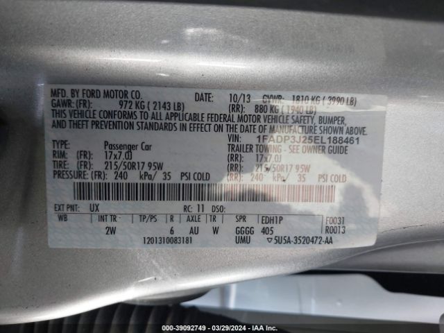 Photo 8 VIN: 1FADP3J25EL188461 - FORD FOCUS 