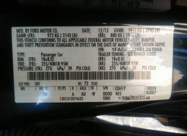 Photo 8 VIN: 1FADP3J25EL241868 - FORD FOCUS 