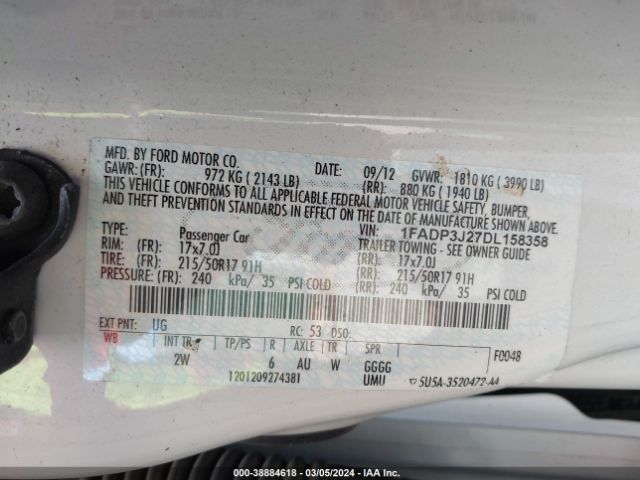 Photo 8 VIN: 1FADP3J27DL158358 - FORD FOCUS 